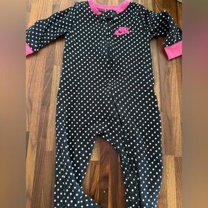 Nike Baby Black and Pink Polka Dot Footie
